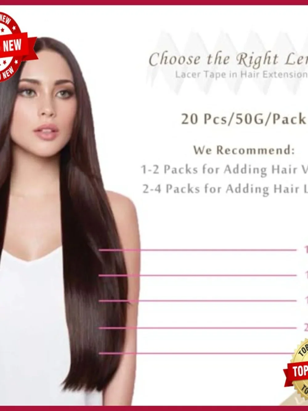 Human Hair Tape-In Extensions 24 Inch Silky Straight 50g 12pcs